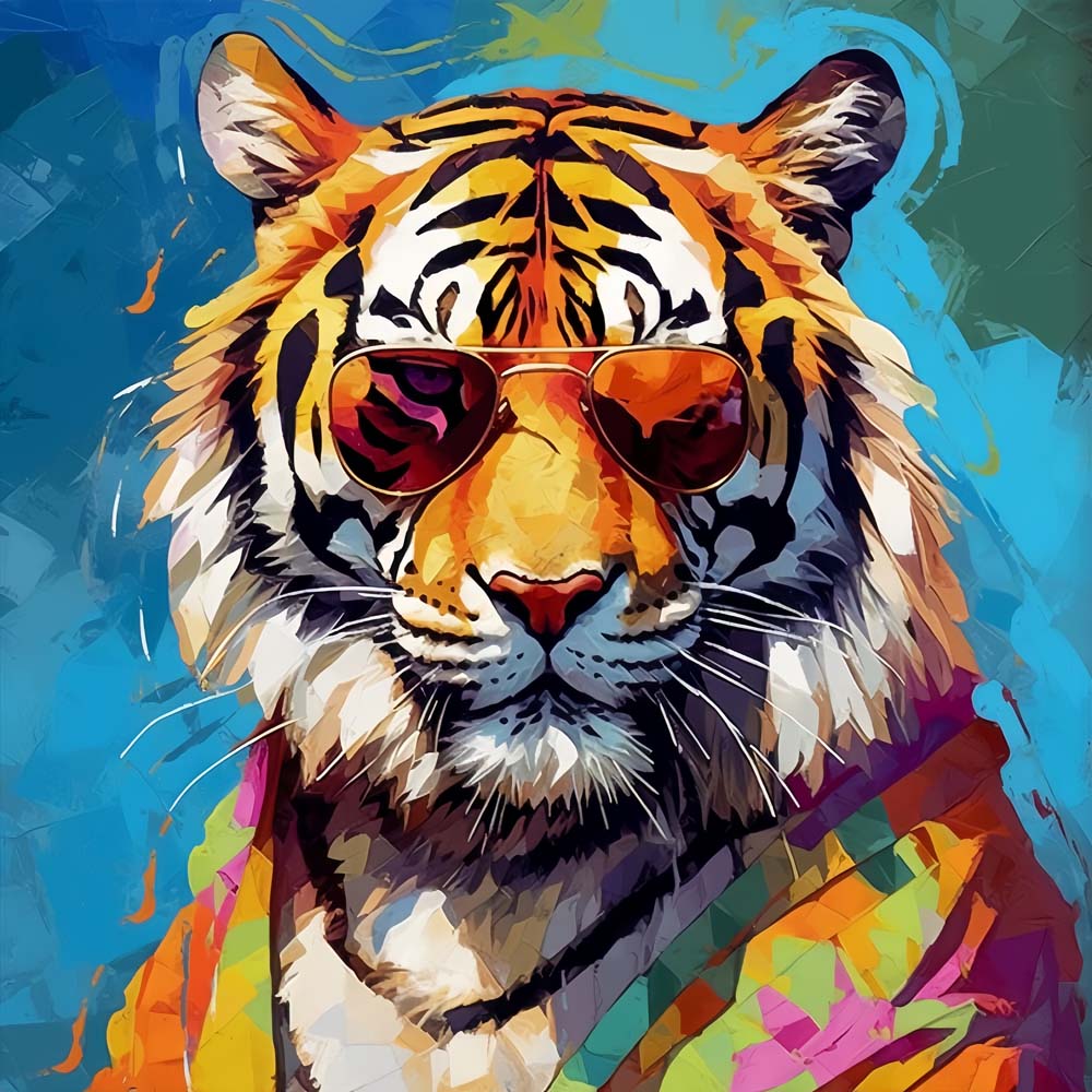 Tiger mit Sonnenbrille Malen nach Zahlen